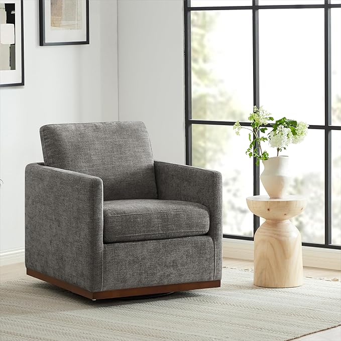 CHITA Swivel Accent Chair, FSC Certified Mid Century Modern Arm Chair for Living Room and Bedroom, Fully Assembled, Grey