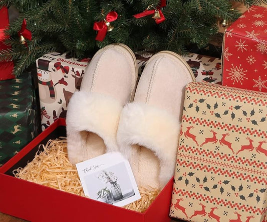 KuaiLu Womens Fluff Dual Memory Foam Slippers Ladies Cozy Arch Support Warm Scuff Slippers Slip on Comfy Winter House Shoes with Non-Slip Indoor Outdoor Hard Sole