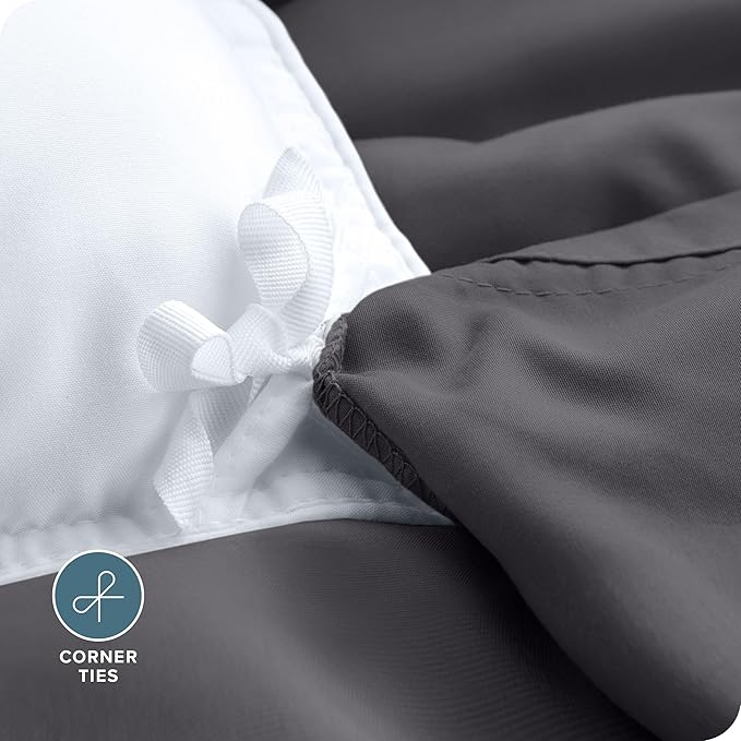 Bare Home Bedding Duvet Cover Oversized Queen - Premium 1800 Super Soft Collection - Lightweight, Cooling - Soft Breathable Bedding Duvet Cover (Oversized Queen, Forged Iron Grey)