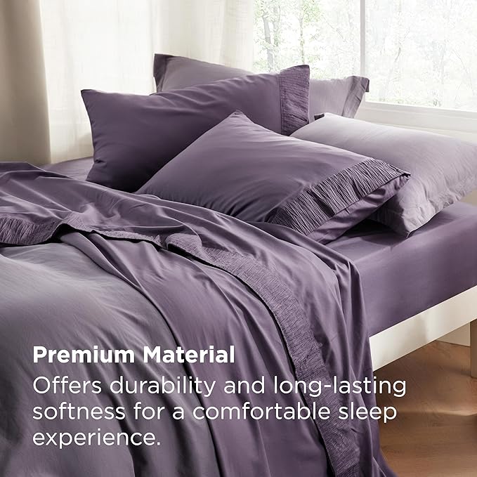 Bedsure Twin Sheets Set - 3 Pieces Soft Twin Bed Sheets - Breathable & Cooling - Hotel Luxury - Easy Care Polyester Microfiber Bedding for Women, Men, Dusty Purple