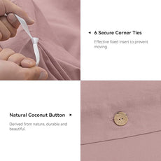 JELLYMONI Cotton Duvet Cover King Size - Pink Comforter Cover with Button 100% Washed Cotton 3PCS Breathable Soft Solid Bedding Set Duvet Cover 104×90in & 2 Pillowcases (NO Comforter)