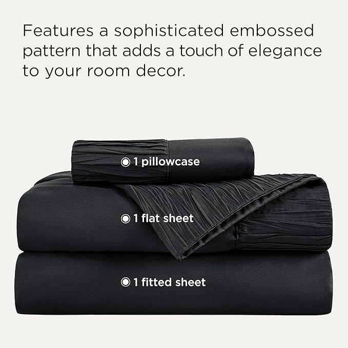 Bedsure Twin XL Sheet Sets Dorm Bedding - 3 Pieces Soft Extra Long Twin Sheets, Hotel Luxury, Easy Care Microfiber for Women, Men, Black