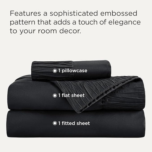 Bedsure Twin XL Sheet Sets Dorm Bedding - 3 Pieces Soft Extra Long Twin Sheets, Hotel Luxury, Easy Care Microfiber for Women, Men, Black