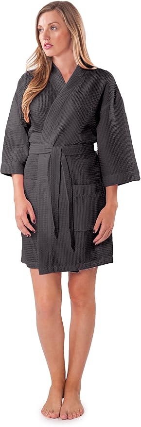 Turquaz Lightweight Short Robes For Women Waffle Kimono Bathrobe - Soft, Fast-Drying, Long-Lasting Cotton Blend