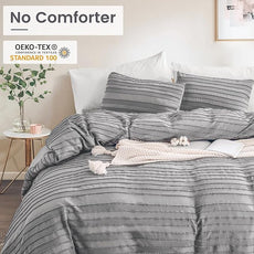 NEXHOME PRO Duvet Cover Queen Size, Grey 3 Pieces Boho Tufted Duvet Cover Set, Soft and Lightweight Microfiber Comforter Cover Set for All Season (Grey Queen, 90 x 90)-No Comforter