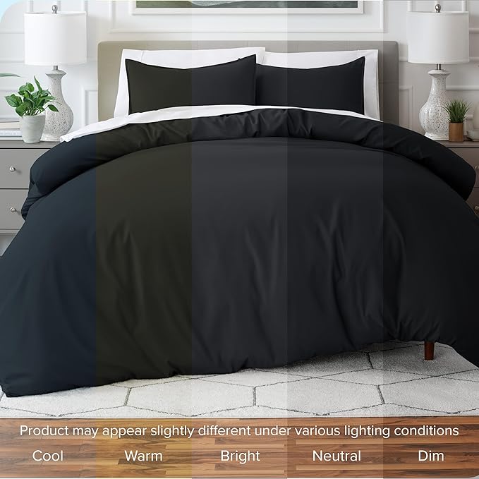 Bare Home Bedding Duvet Cover Oversized Queen Size - Premium 1800 Super Soft Collection - Lightweight, Cooling Duvet Cover - Soft Breathable Bedding (Oversized Queen, Black)
