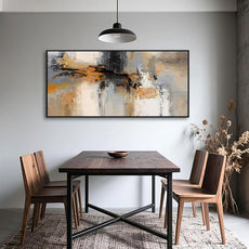 Abstract Canvas Wall Art - Large Framed Gray and Orange Paintings - Modern Wall Art Decor for Living Room & Office - Includes Pictures for Home Decoration Artwork for Bedroom 24×48IN