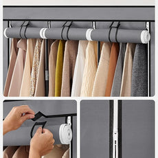 SONGMICS Portable Closet, Wardrobe Closet Organizer with Cover, 3 Hanging Rods and Shelves, 4 Side Pockets, 51.2 x 17.7 x 65.7 Inches, Large Capacity for Bedroom, Living Room, Gray URYG092G02