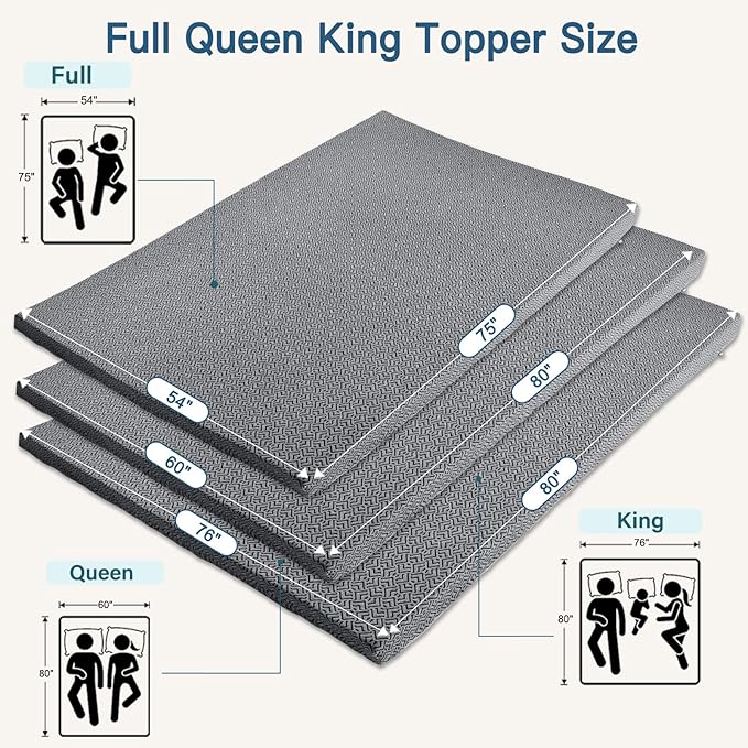 Airensky 2 Inch Memory Foam Mattress Topper, Cooling Gel Infused High Density King (76"x80") Topper with Removable Skin-Friendly Cover, Bed Topper for Pressure Relief Back Pain, CertiPUR-US Certified