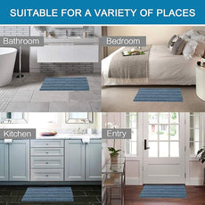 H.VERSAILTEX Bath Mats for Bathroom Non Slip Extra Thick Chenille Striped Bath Rug 24