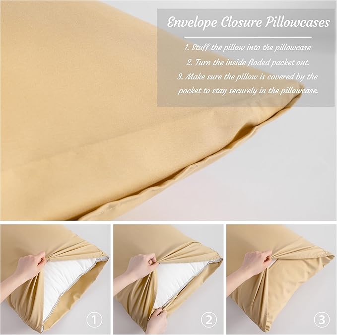 NTBAY Standard Pillow Cases Set of 2, 2 Pack Brushed Microfiber 20x26 Pillow Cases, Soft, Wrinkle, Fade, Stain Resistant Light Taupe Pillow Cases with Envelope Closure, 20x26 Inches, Light Taupe