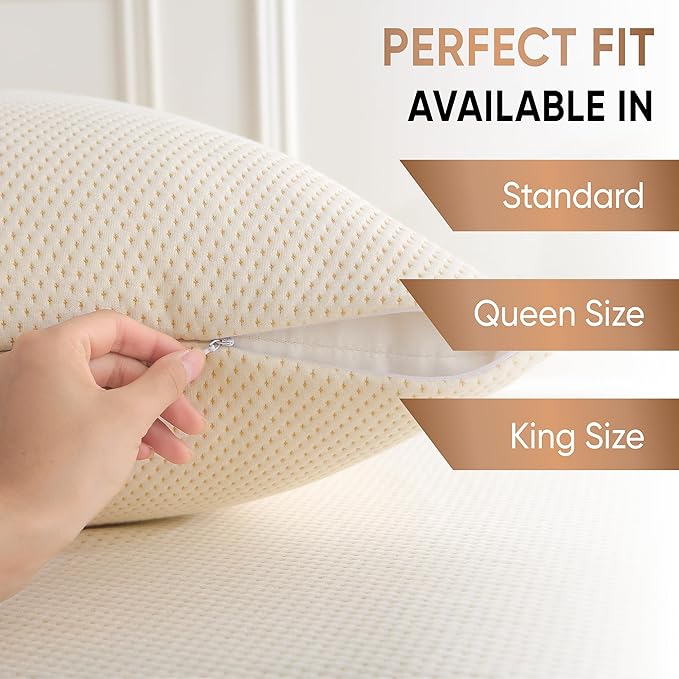 2-Pack Deluxe Cooling Organic Pillow Protectors King – Organic Cotton Percale, Waterproof & Breathable Zippered Encasements for Hot Sleepers – OCS Blended & Oeko-TEX Certified