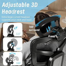 High-Back Ergonomic Mesh Office Chair, Modern Executive Desk Chair with 4D Armrests Computer Task Chair (Black Mesh Dual Lumbar Support)