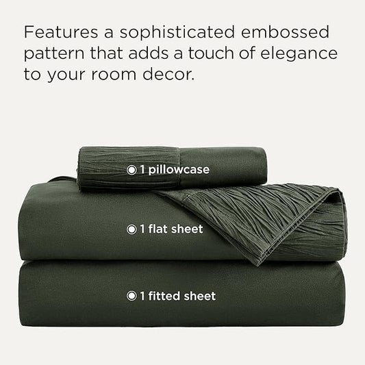 Bedsure Twin Sheets Set - 3 Pieces Soft Twin Bed Sheets - Breathable & Cooling - Hotel Luxury - Easy Care Polyester Microfiber Bedding for Women, Men, Olive Green
