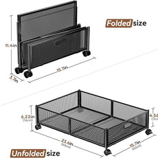 PHINOX Under Bed Storage with wheels, Under the Bed Storage Containers,Upgrade Crossed Iron Wire, Metal Rolling Underbed Storage Containers for Bedroom Clothes Shoes Blankets-2 Pack,Black
