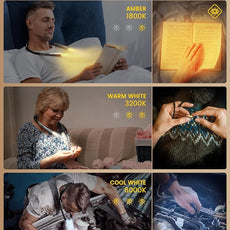 Glocusent Upgraded LED Neck Reading Light, Book Light for Reading in Bed, 30-min Timer, 3 Colors & 3 Brightness Adjustable, Rechargeable & Long Lasting, Perfect for Reading, Knitting