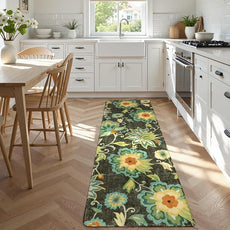 Lahome Floral 2x6 Hallway Runner Rug - Non Skid Washable Kitchen Runner Rugs, Low-Plie Green Paisley Print Carpet for Entryway Bedroom Living Room