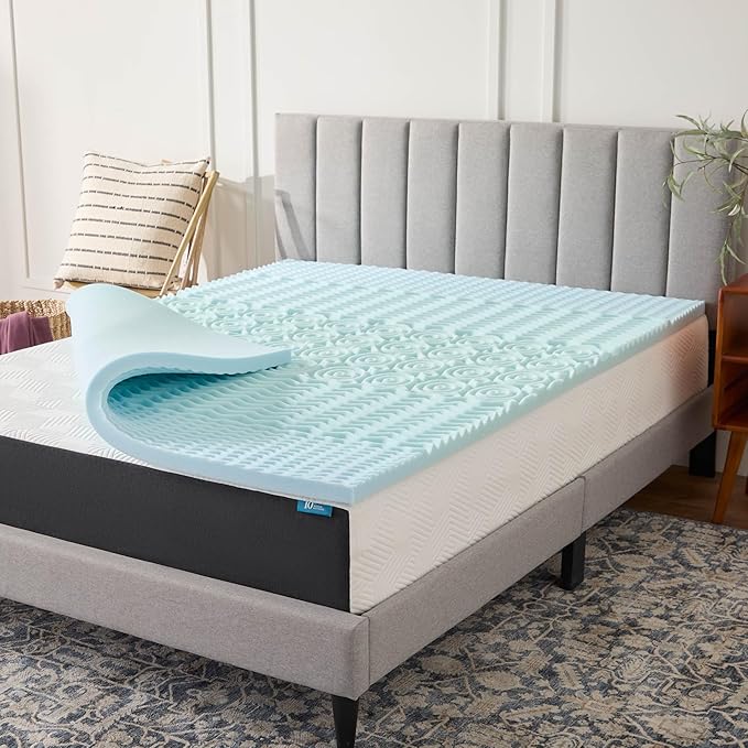 LUCID 2 Inch Zoned Gel Memory Foam Mattress Topper, Full