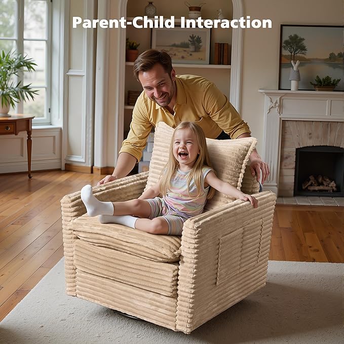 Modular Sectional Sofa, 98" L Shaped Couch Set for Living Room, 4-Seater Comfy Cloud Couches with Swivel Chairs, DIY Combination, Plush Corduroy, Beige