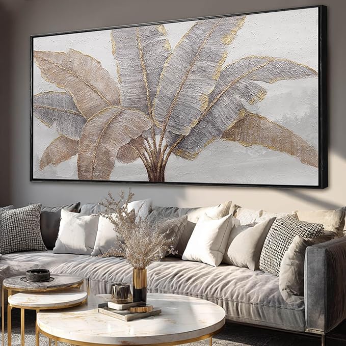 CHUDANHAO Plant Canvas Wall Art Contemporary Wall Decor Gold Pictures Textured Home Decorations 29"x58" Canvas Art for Living Room Kitchen