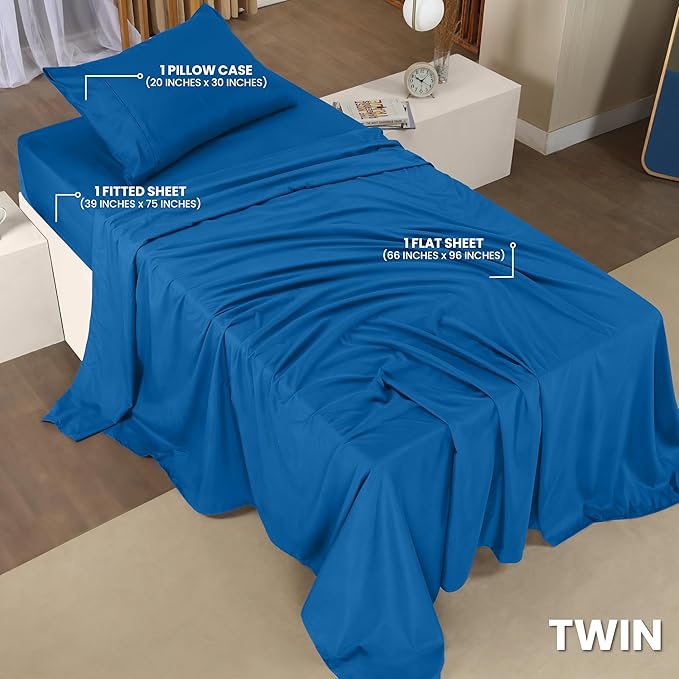 Utopia Bedding Twin Sheet Set – 3 Piece Bed Sheets for Twin Size Bed, Soft and Breathable Microfiber, Includes 1 Fitted Sheet, 1 Flat Sheet and 1 Pillowcase (Dusk Blue)