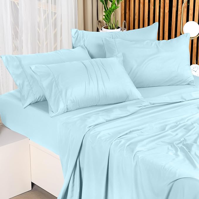 Utopia Bedding Queen Bed Sheets Set - 4 Piece Bedding - Brushed Microfiber - Shrinkage and Fade Resistant - Easy Care (Queen, Ice Blue)