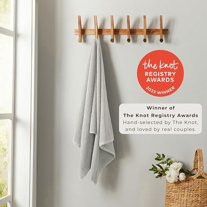 Great Bay Home 100% Cotton 6 Piece Towel Set - Absorbent, Quick-Drying, Durable Bath Towels for Bathroom Decor - Low-Twist, Two-Ply Fibers (Light Grey)