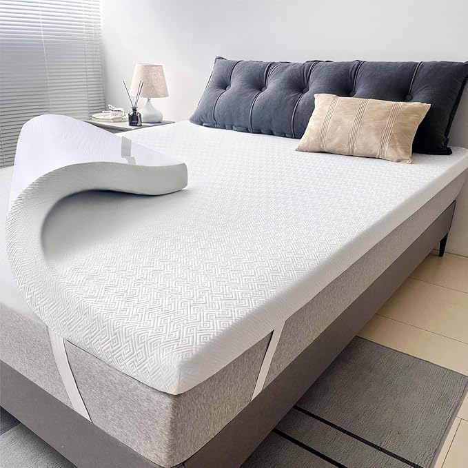 Airensky Queen Mattress Topper, Cooling Gel Infused Memory Foam Topper with Removable Skin-Friendly Cover, Bed Topper for Pressure Relief Back Pain, CertiPUR-US Certified, 2 Inch, 60"x80"