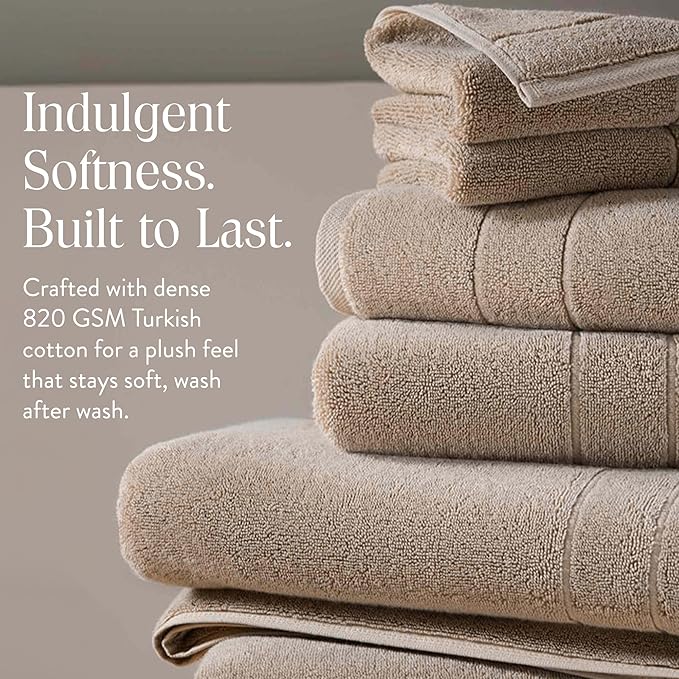 Brooklinen Super-Plush Turkish Cotton Hand Towels - Set of 2 - Cotton, 820 GSM, Highly Absorbent, Machine Washable, Perfect for Home & Bathroom (20" x 30", Driftwood)