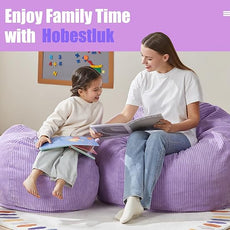 Hobestluk 3.5FT Bean Bag Chair Adult Bean Bag Chair Large Bean Bag Chair with Filler Included Teardrop Bean Bag with Removable Cover for Bedroom Living Room - (Large, Purple)