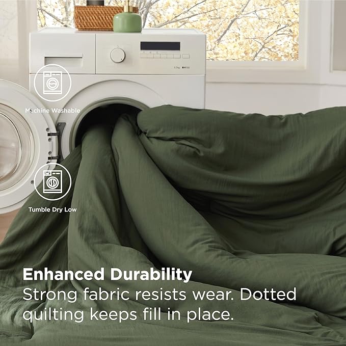 Bedsure King Size Comforter Set, Dark Green Soft Prewashed Bedding for All Seasons, 7 Pieces Warm Winter Down Alternative Bed Set, Fluffy Bed in a Bag with Sheets, Pillowcases & Shams