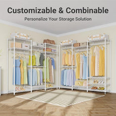 VIPEK V5 Medium Portable Closet Wardrobe Heavy Duty Clothes Rack, Freestanding Closet Metal Clothing Rack with 4 Hang Rods & 8 Shelves, Adjustable Custom Closet Rack, 56.7