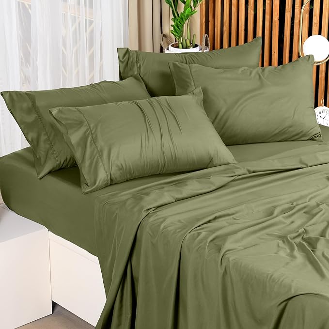 Utopia Bedding Full Sheet Set – 4 Piece Bed Sheets for Full Size Bed, Soft and Breathable Microfiber, Includes 1 Fitted Sheet, 1 Flat Sheet and 2 Pillowcases (Olive)