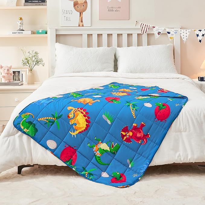 yescool Weighted Blanket 7 Pounds Cooling Weighted Lap Blanket, Dinosaur Heavy Blanket for Sleeping, Weighted Throw Blanket Gift for 60-80lbs, 40"x60"