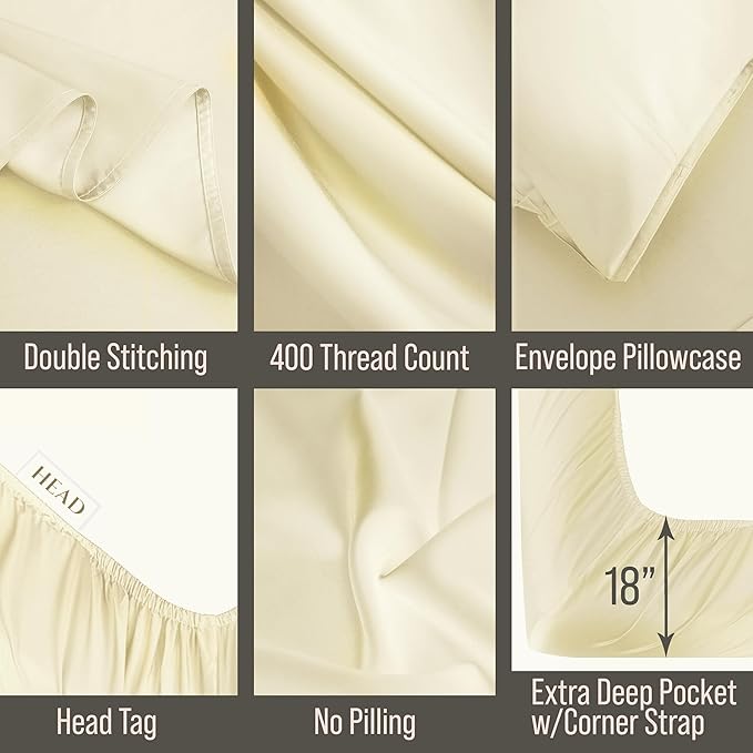 Bella Coterie Luxury Bamboo Viscose Full Size Sheet Set | 100% Organically Grown | Ultra Soft | Cooling for Hot Sleepers | 18" Deep Pocket [Lemonade]