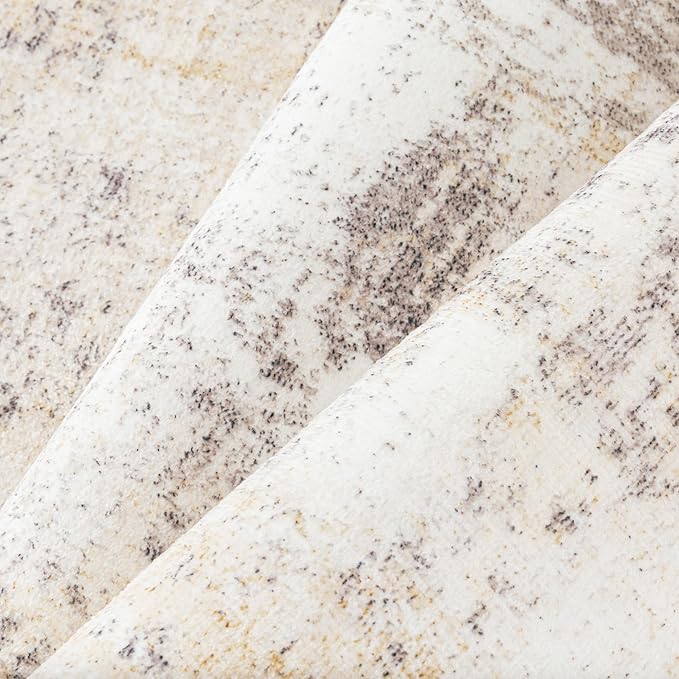 5x7 Washable Area Rug Beige Grey Abstract Living Room Bedroom Throw Rug Neutral Modern Non Slip Soft Low Pile Indoor Carpet for Dining Room Office Entryway