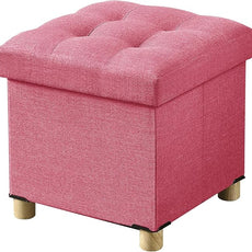 BRIAN & DANY Ottoman with Storage, Small Storage Ottoman for Dorm, Linen Folding Ottoman Foot Stool with Legs for Living Room and Bedroom, 15