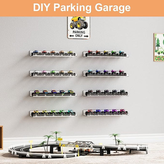 upsimples 12 Pack Acrylic Shelves Wall Organizer and Storage, 15" Display Shelf for Figure, Toy Cars, Perfume, Kids Bookshelf for Bedroom, Nursery, Craft Room, Clear