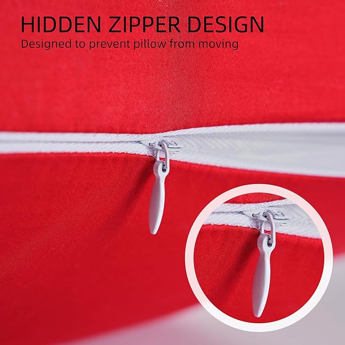 Cotton Pillow Protectors/Cases King Size with Zipper 2 Pack Red Color,Cooling & Breathable Bed Pillow Protectors Set of 2 Pillow Cases Cover (King Size 20" x 40")