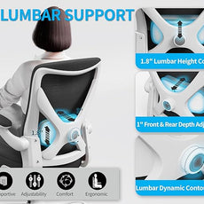 Ergonomic Office Chair - Computer Desk Chairs Comfy, Mesh High-Back Gaming Chair with Adjustable Lumbar Support, Executive Task Chair for Adults, Comfortable for Long Hours (White Black)