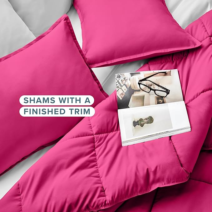Bare Home Kids Comforter Set - Twin/Twin Extra Long Size - Ultra-Soft - Goose Down Alternative - Premium 1800 Series - All Season Warmth (Twin/Twin XL, Pink)