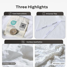 JELLYMONI Washed Cotton Duvet Cover - Off White, Oversized Queen Size 98x98 Inches, 3-Piece Bedding Set with Button Closure, Includes 1 Duvet Cover & 2 Pillowcases (Comforter Not Included)