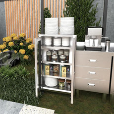 ZZV Stainless Steel Storage Cabinet, Rolling Kitchen Cabinet with Wheels, Heavy Duty Floor Cabinet for Kitchen, Garage, Restaurant, Outdoor, No Assembly Required, D15.75 x W23.62 x H41.74