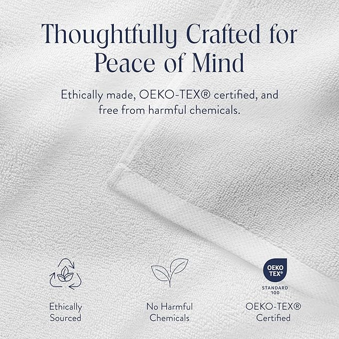 Brooklinen Super-Plush Turkish Cotton Washcloths - Set of 2 - Cotton, 820 GSM, Highly Absorbent, Machine Washable, Perfect for Home & Bathroom (13" x 13", Solid White)