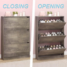 Shoe Cabinet with 3 Flip Drawers, Hidden Wood Shoe Cabinet,Freestanding Shoe Storage Cabinet for Entryway Hallway