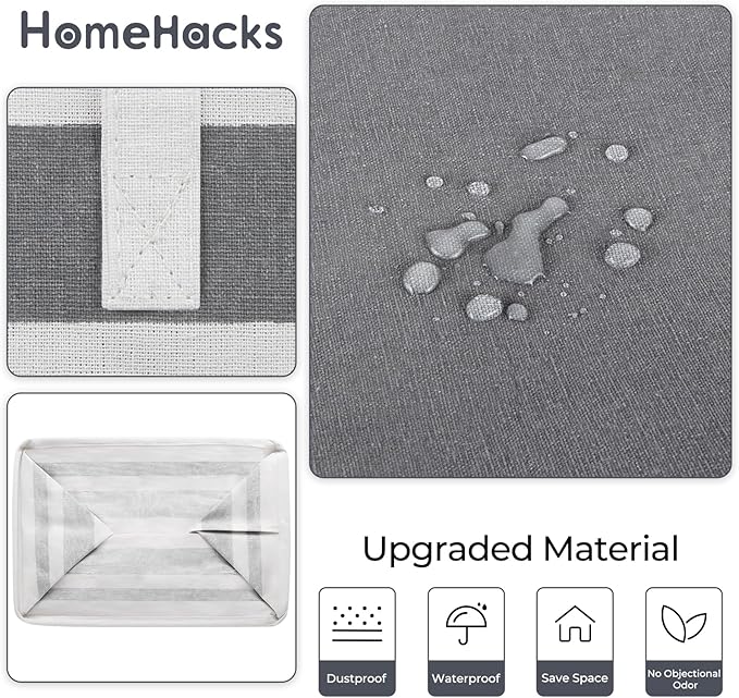 HomeHacks 2 Pack Large Laundry Baskets, Waterproof, Freestanding Laundry Hampers, Collapsible Clothes Hamper with Reinforced Handles in Laundry, College Dorm, Bathroom, Bedroom (Grey+Pink, 125Lx2)