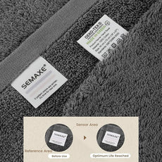 SEMAXE Grey Bath Towel, 100% Cotton Towel with Hanging Loop, Hotel & Spa Quality Soft Absorbent Towel for Bathroom, Gift Box Packaging, 1 Pc Bath Towel, 55