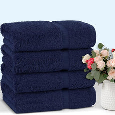 Chakir Turkish Linens 100% Cotton Premium Turkish Towels for Bathroom | 27'' x 54'' (4-Piece Bath Towels - Navy Blue)