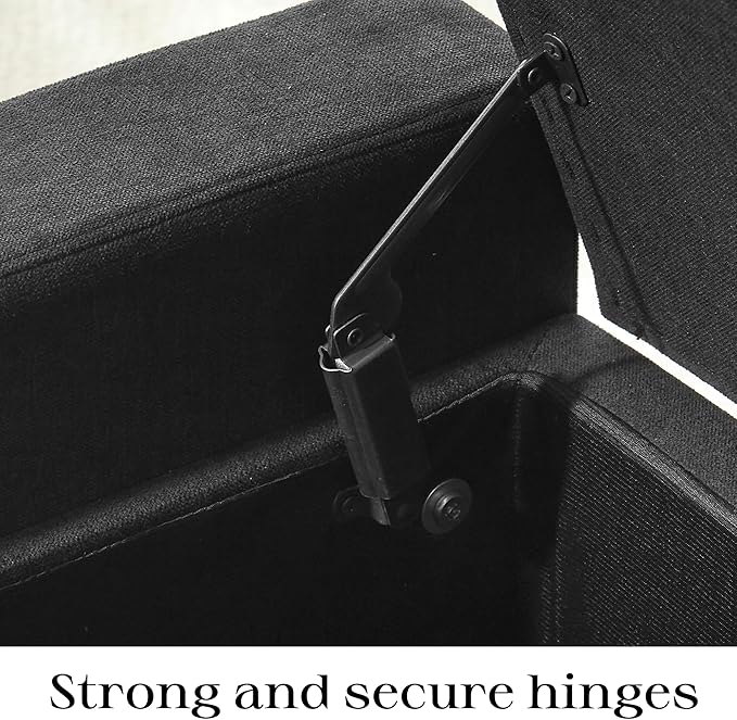 Ottoman with Storage, 48.8" Fabric Storage Ottoman Bench with Hinge, Bedroom Bench, Upholstered Benches with Seating for Living Room, Entryway (Dark Grey)