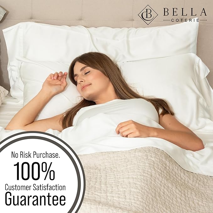 Bella Coterie Luxury Bamboo Viscose 34” Split Top King Size Sheet Set | 1 Fitted Sheet for Sleep Number & Adjustable Beds | 100% Organically Grown | Cooling & Soft | 18” Deep Pocket [Ivory]